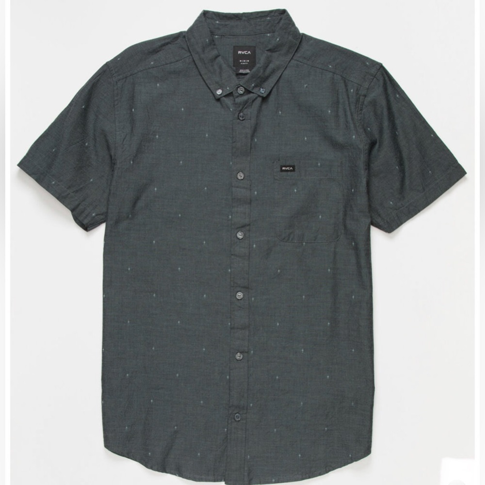 RVCA Dark Gray Casual Button Down Shirt
